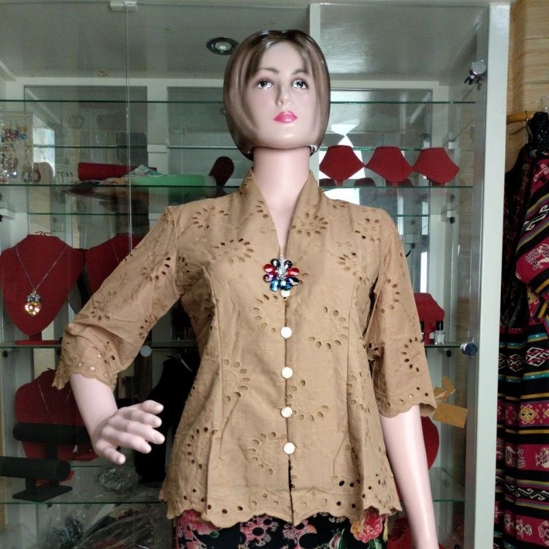 Blouse Katun Bolong Katun Bordir Kualitas Tinggi Sudah Furing