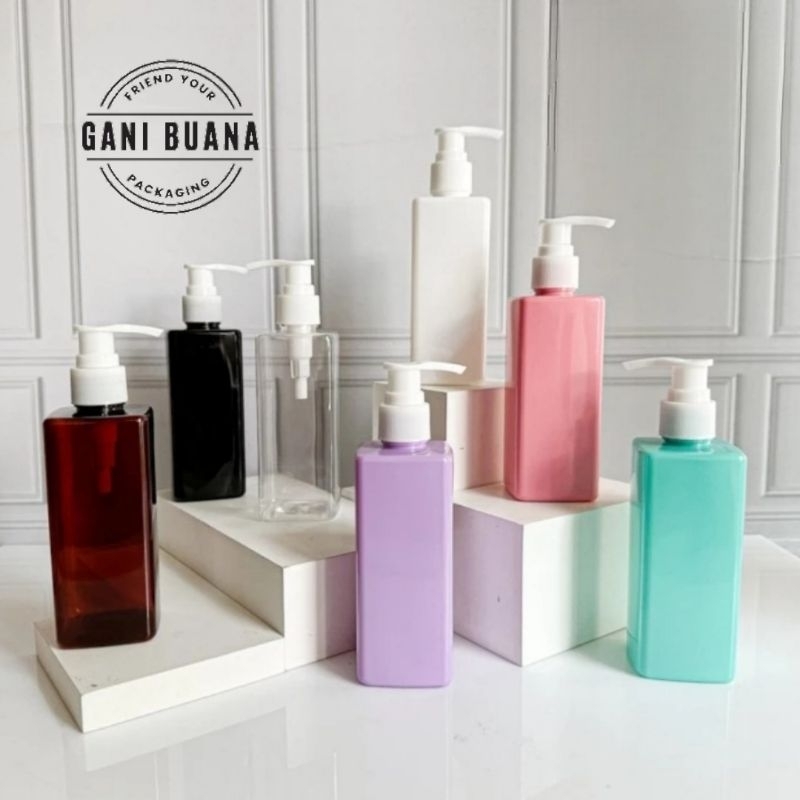 BOTOL PUMP 250ML KOTAK TUTUP PUMP LOTION PUTIH/BOTOL PUMP 250ML KOTAK PET
