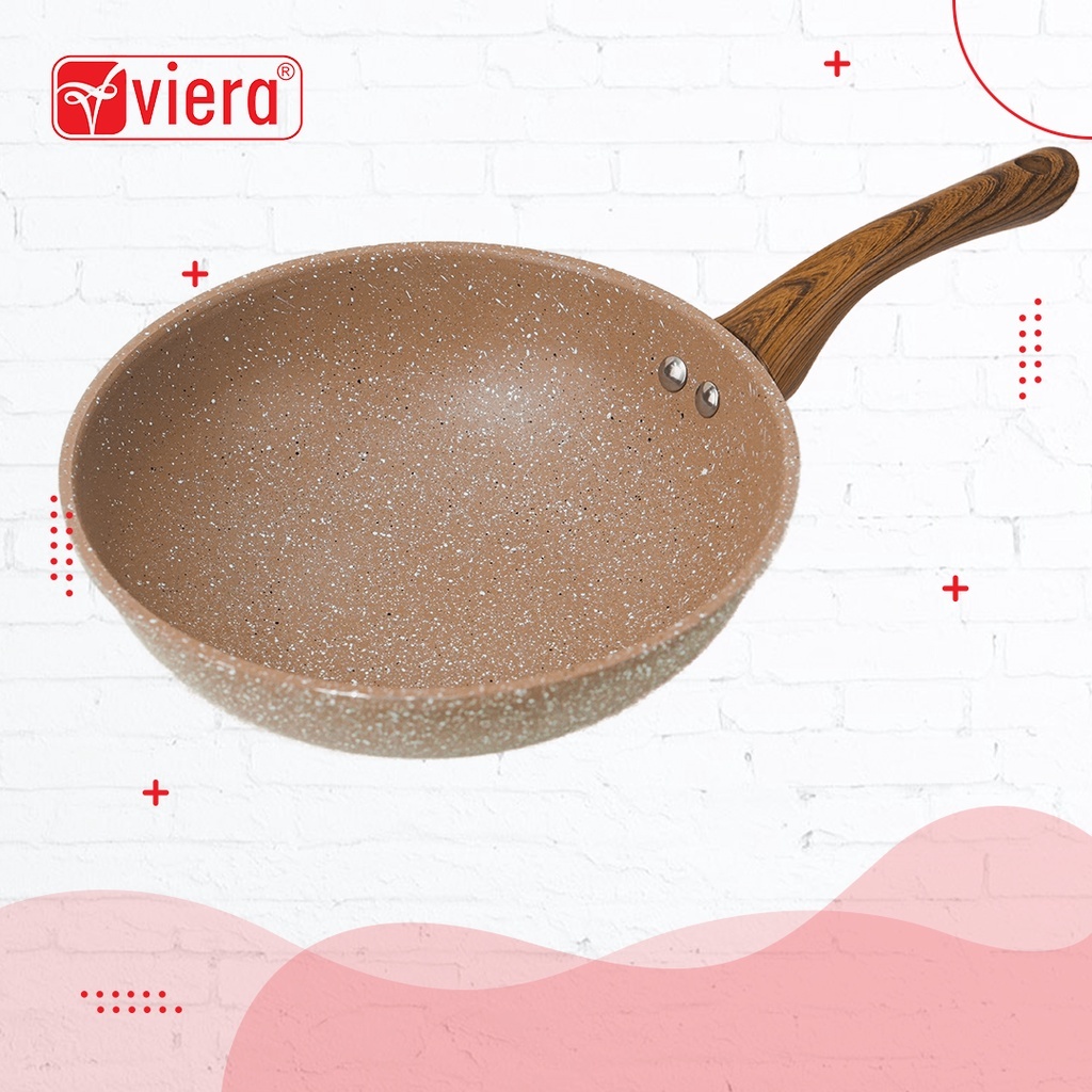 VIERA Marble Coating Deep Frypan Non Stick Wajan Panci Penggorengan Fry Pan Anti Lengket 22 cm 24 cm