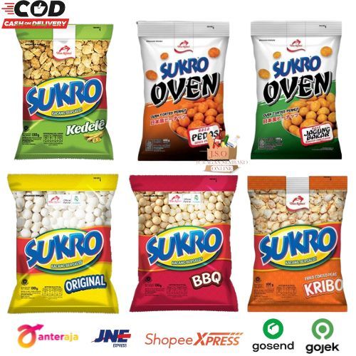 

[ JSO ] Sukro Dua Kelinci Renceng isi 10 x 17gr Kacang Sukro Oven Sukro Rasa Original BBQ Kribo Kedele Jagung Bakar Pedas