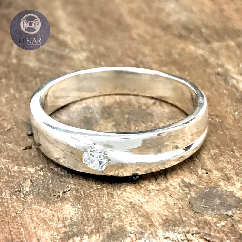 Cincin Kawin Perak Asli 925 Ukir Nama Swarofski