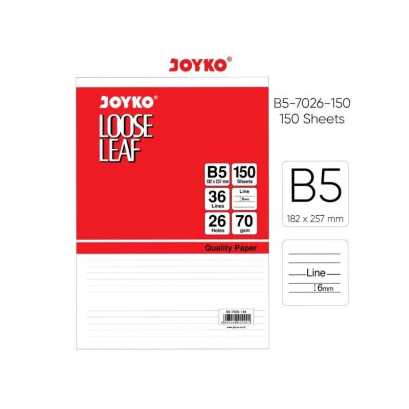 

Joyko Loose Leaf B5 - Lines 150 Sheets