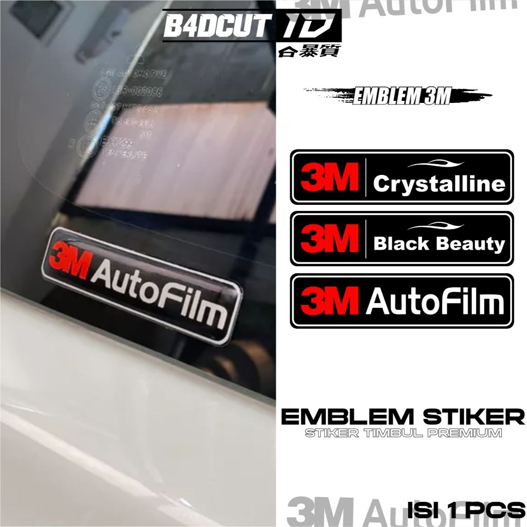 Stiker 3M Auto Film Emblem Timbul Resin Aksesoris Kaca Belakang Mobil Bahan Tahan Air