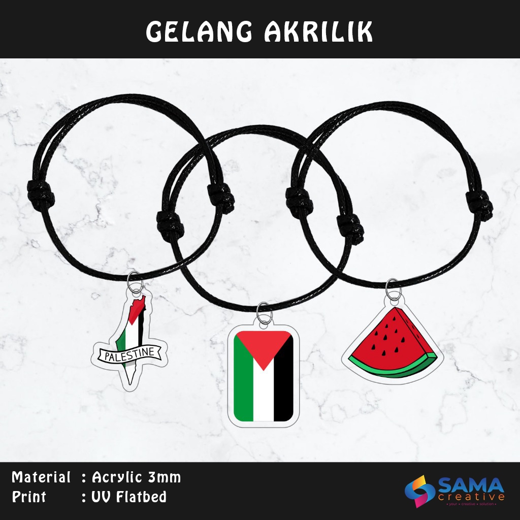 Gelang Akrilik - Palestine -  Hiasan Aksesoris Gelang Tali Korea