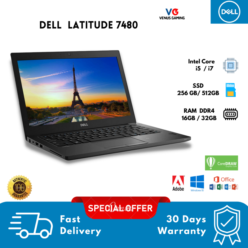 Laptop MURAH Dell 7480 i5 / i7 RAM 16GB - SSD 256GB 14Inch Touch or No Touch