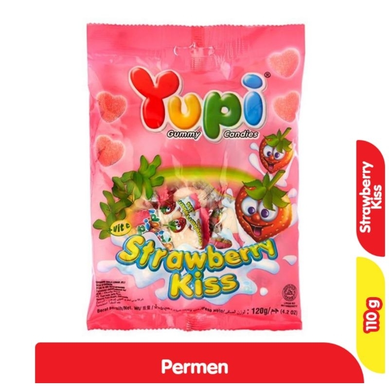 

Yupi Permen Gummy Strawberry Kiss isi 110 gram