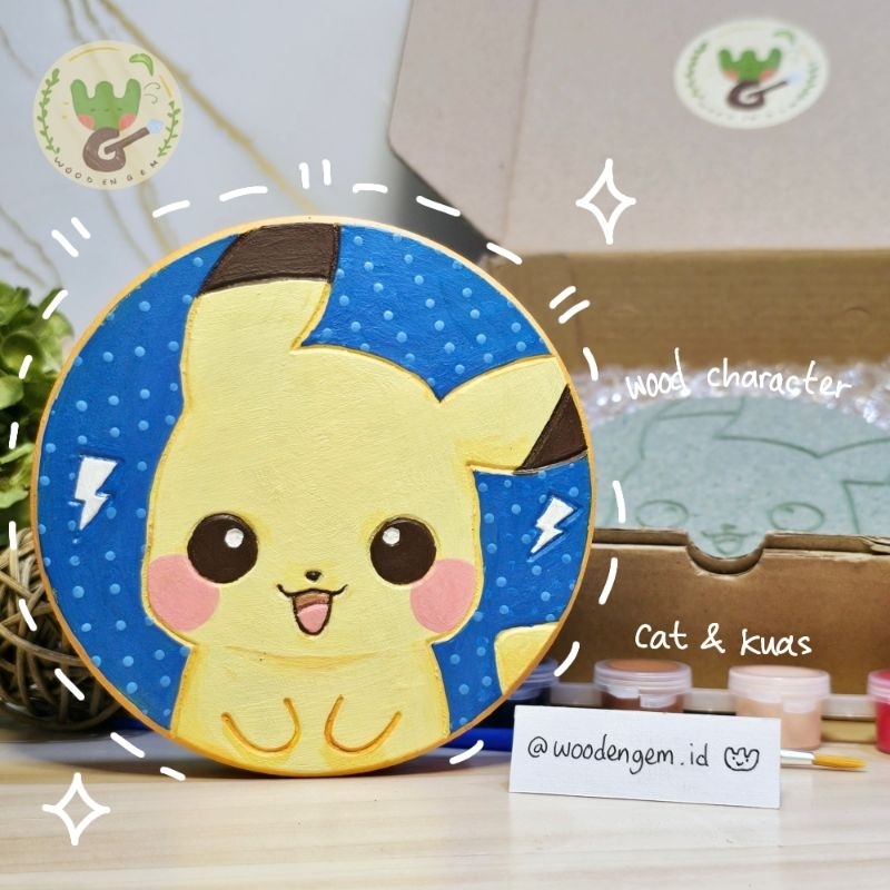 

DIY Wood Character Painting Mewarnai Melukis Mainan Edukatif Anak Hampers Souvenir Kayu Karakter Pikachu Bulat | Woodengem