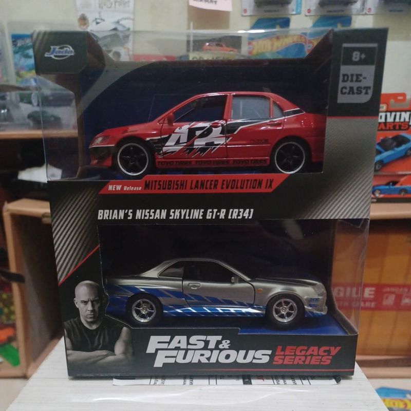 Jada fast & furious ( mitsubishi lancer, Nissan skyline GT- R)1:32