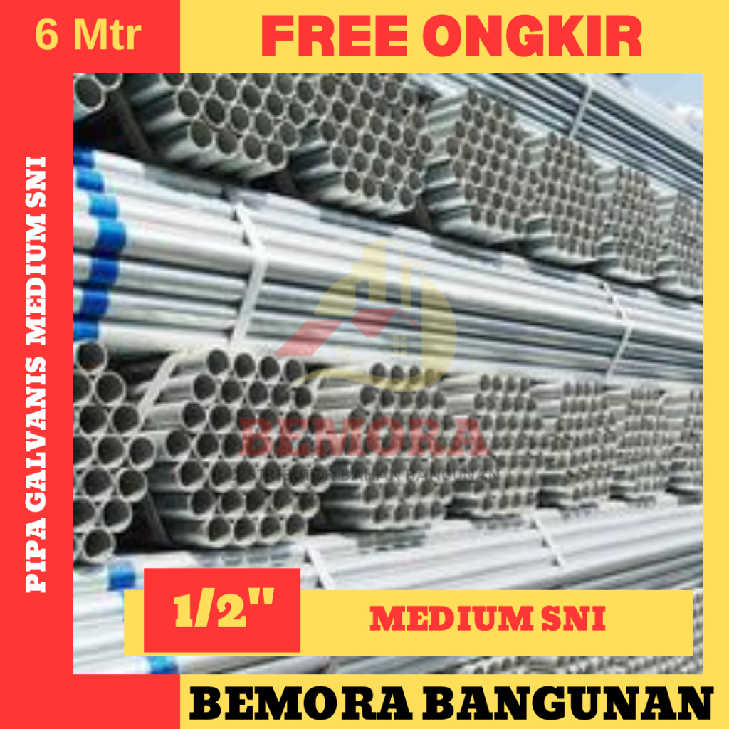 Pipa galvanis medium SNI 1/2 inch (free ongkir jabodetabek)