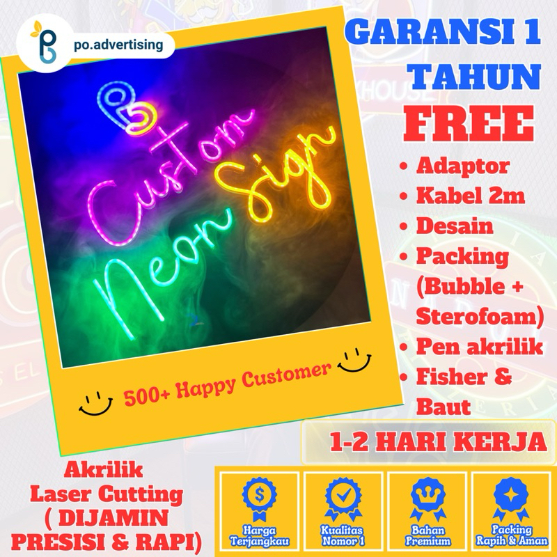 Neon Flex Sign LED Custom Papan Nama/ Custom Neon Sign/ Dekorasi Kamar/ Logo Bisnis