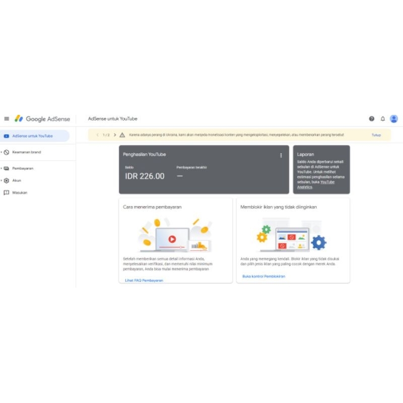 AdSense Fresh Untuk YouTube