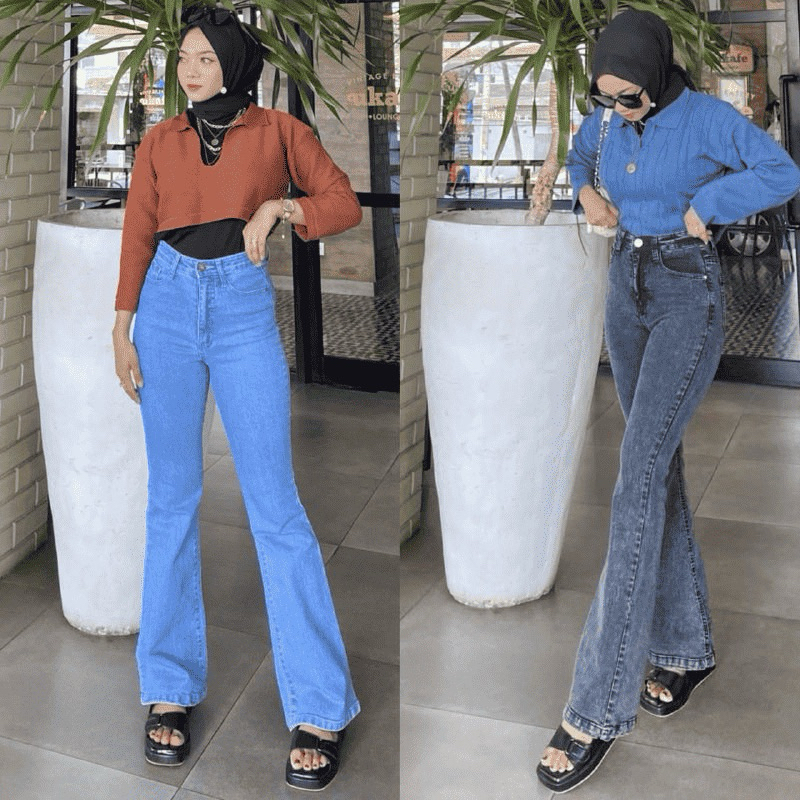 Celana Cutbray Jeans Wanita Terbaru - Highwaist Cutbray Jeans Wanita - Celana Jeans Wanita Jumbo - C