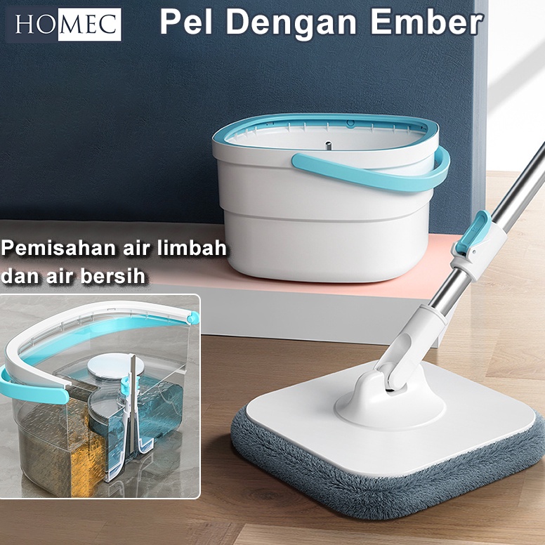 Cepaat Alat Pel Lantai Putar Kain Pel Microfiber Pelan Lantai Besar 21cm Lap Pel Peras Otomatis Alat