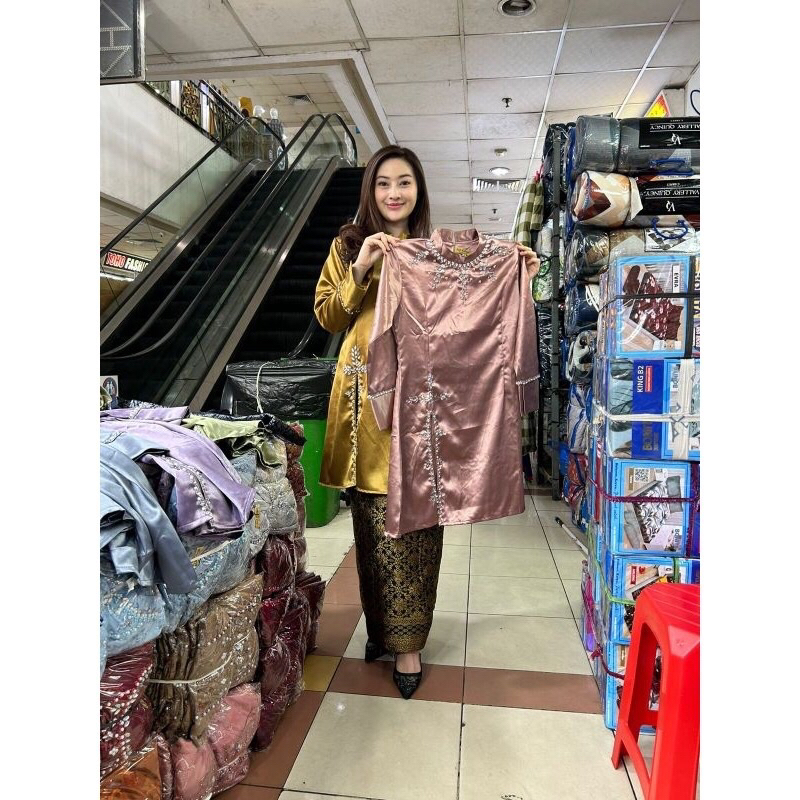 realpict set kebaya tunik rosalie baju kurung wisuda terbaru / set baju kurung melayu / set tunik mo