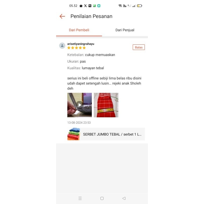 SERBET JUMBO TEBAL (031) / serbet 1 Lusin 12 Lembar / serbet makan / serbet dapur / serbet dapur