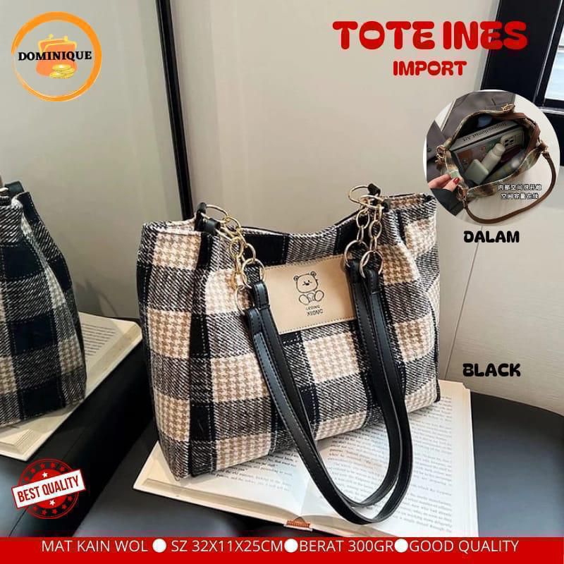 Tote Ines By Agisca Tas Bahu Wanita Bahan Matt Kain Wol Premium Tas Wanita Import Korean Style Terba