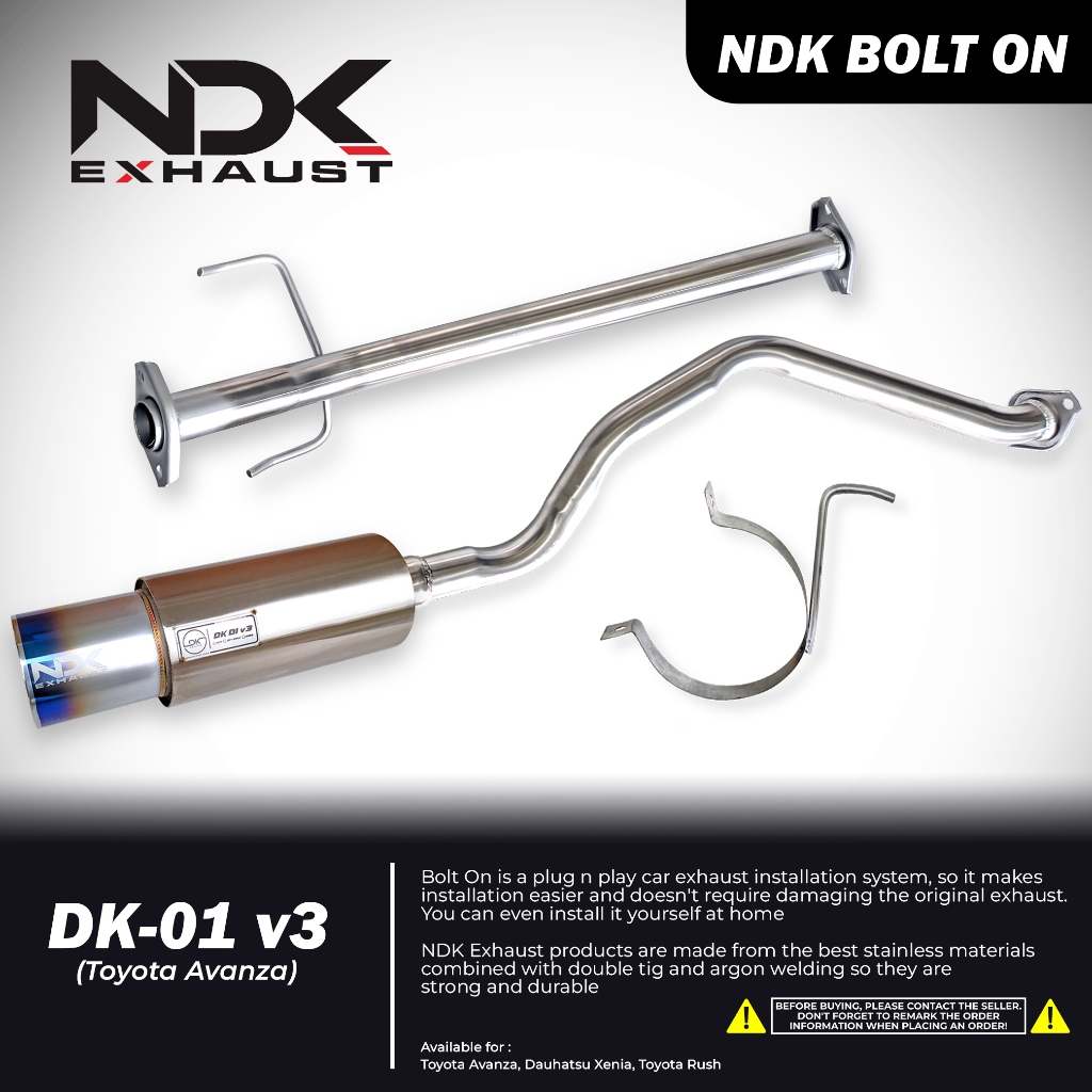 NDK EXHAUST BOLT ON DAN MUFFLER DK-01V3 AVANZA ,XENIA, TERIOS DAN RUSH NDK EXHAUST