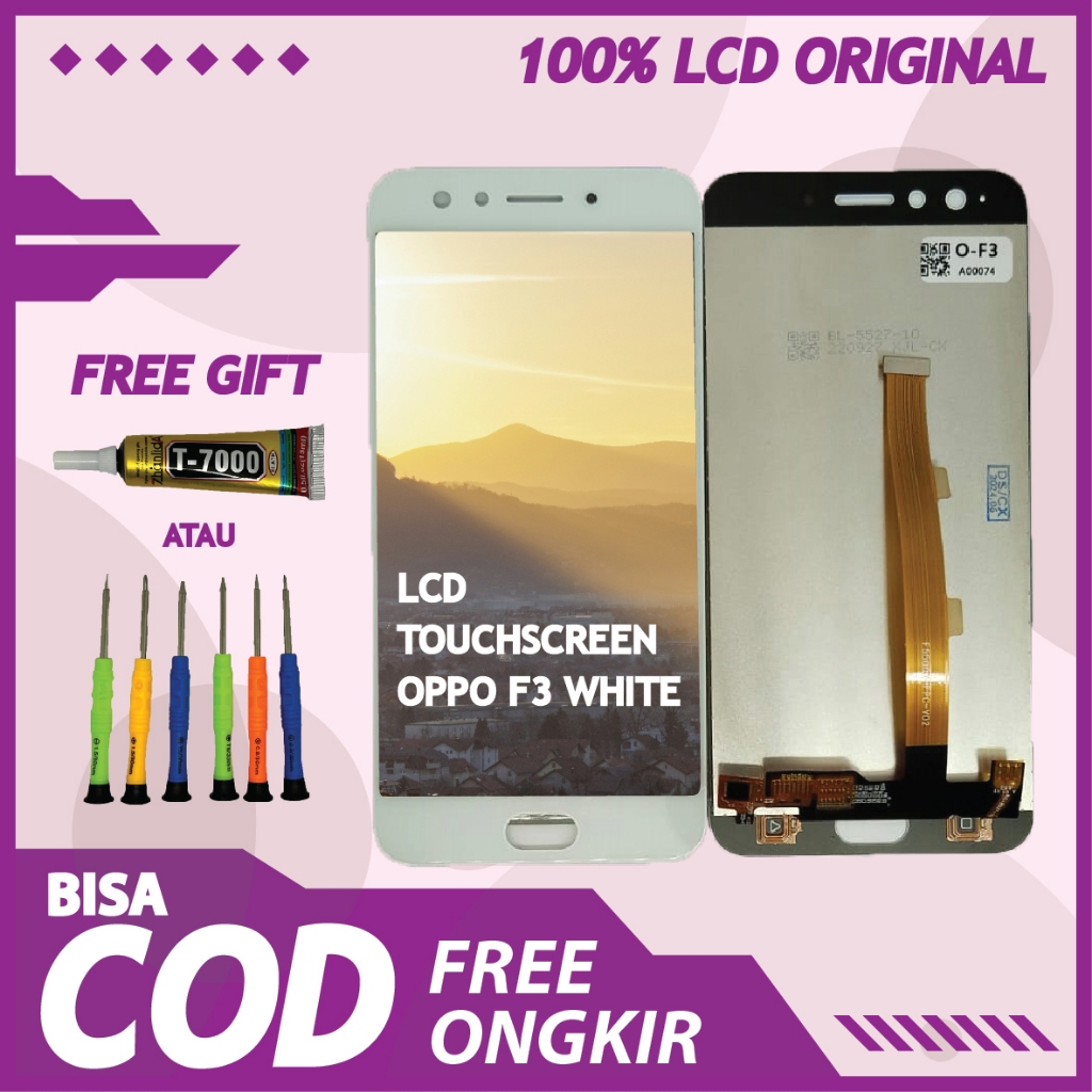 【ORIGINAL 100%】LCD TOUCHSCREEN OPPO F3 WHITE FULLSET TOUCHSCREEN / ORIGINAL100%