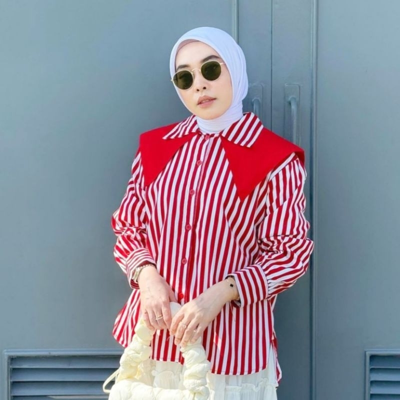 ATASAN KEMERDEKAAN || BLOUSE KEMEJA WARNA MERAH KATUN RAYON TWILL PREMIUM || BAJU MERAH PUTIH KEMERD