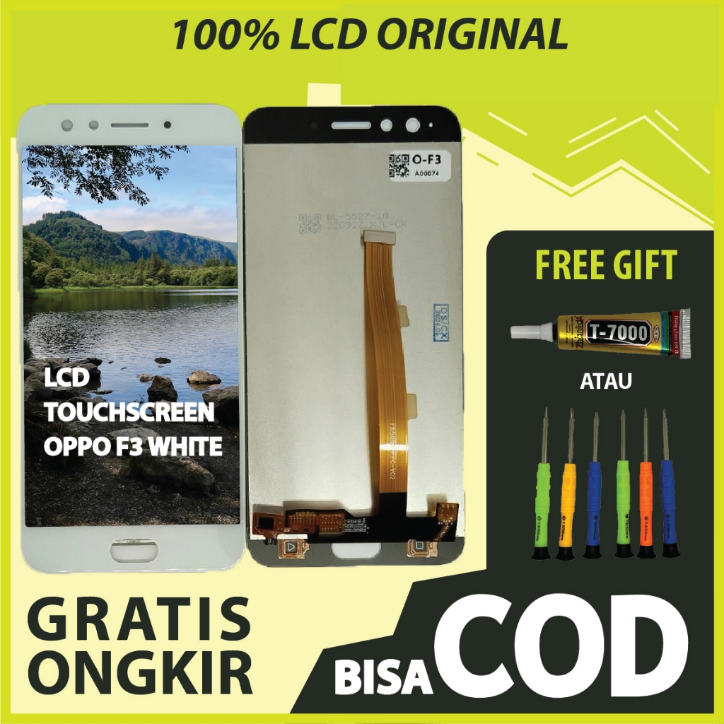 【ORIGINAL 100%】LCD TOUCHSCREEN OPPO F3 WHITE FULLSET TOUCHSCREEN / ORIGINAL100%