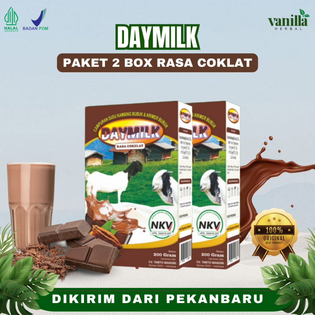 

PAKET 2 BOX DAYMILK RASA COKELAT | Susu Kambing Etawa Tidak Bau Prengus Membantu Menjaga Daya Tahan Tubuh dan Bantu Jaga Kesehatan Sendi dan Tulang Dikirim Dari Pekanbaru