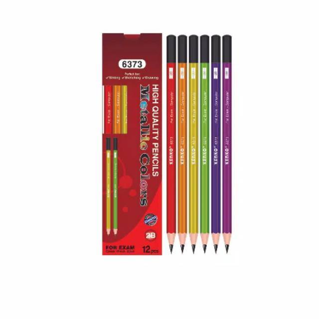 

Pensil 2B KENKO 6373 Metalic (12pc) / Pensil Kayu Warna Metalik Komputer Ujian Lusinan