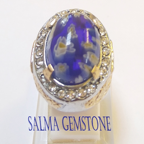 cincin batu teratai warna biru
