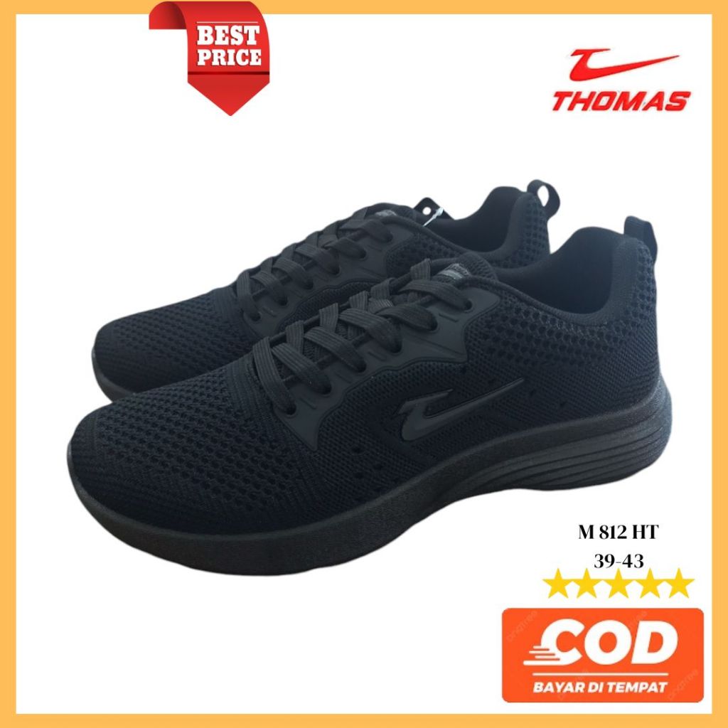 THOMAS SEPATU SEKOLAH SPATU SNEAKERS ANAK DEWASA WARNA HITAM POLOS MODEL TERBARU KEKINIAN FASHION TR