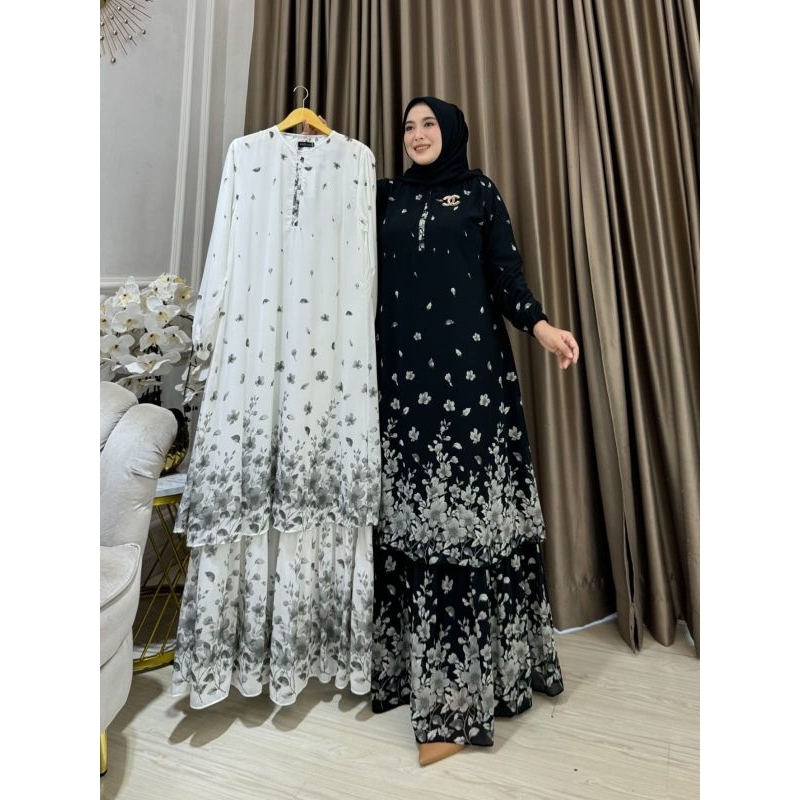Baju kurung Gamis malaysia motif, gamis motif busui frendly Armany terbaru