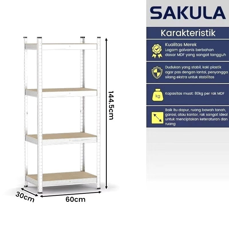 Rak Besi Siku Galvanis 4 Susun 60*30*144,5