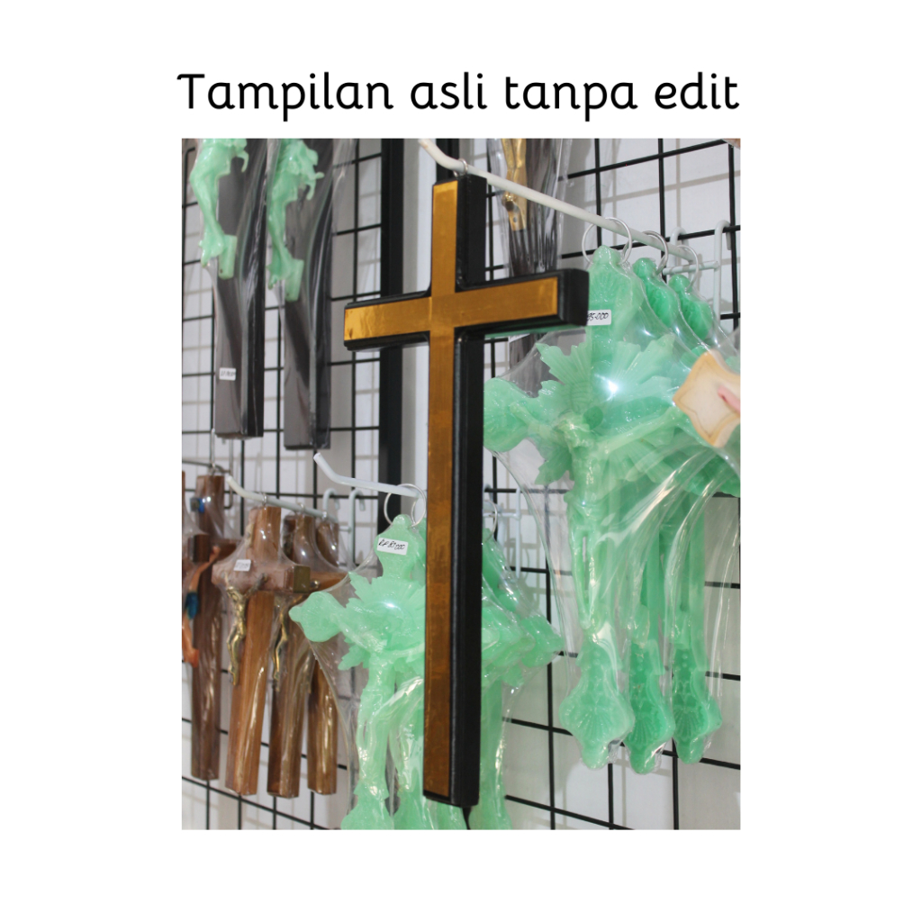 Feraristore Salib Gantung Kristen (List Gold) / Salib Dinding Kristen Protestan / Salib Gantung