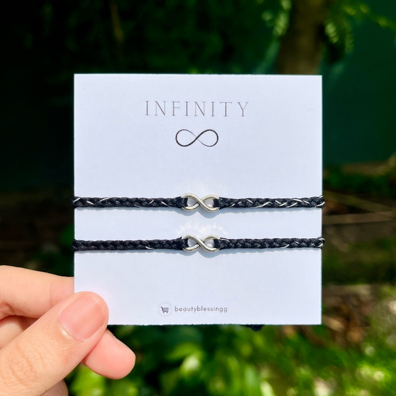 [05] Black Infinity Bracelet Couple / Gelang Kepang Hitam Infinity Couple