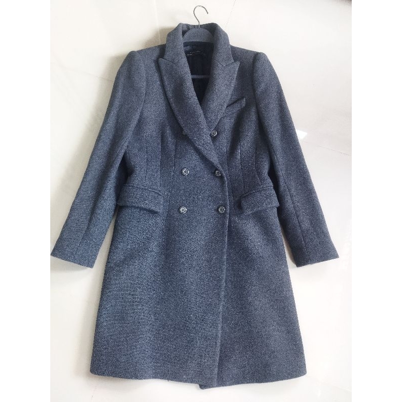 ZARA WOOL COAT LONG BLAZER DARK GRAY