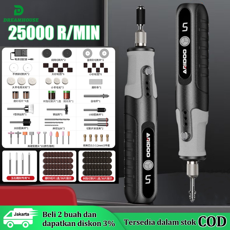 134pcs Gerenda listrik 18000 RPM Mini Drill Electric Engraver Grinder Gerinda Electrik Listrik / Ala