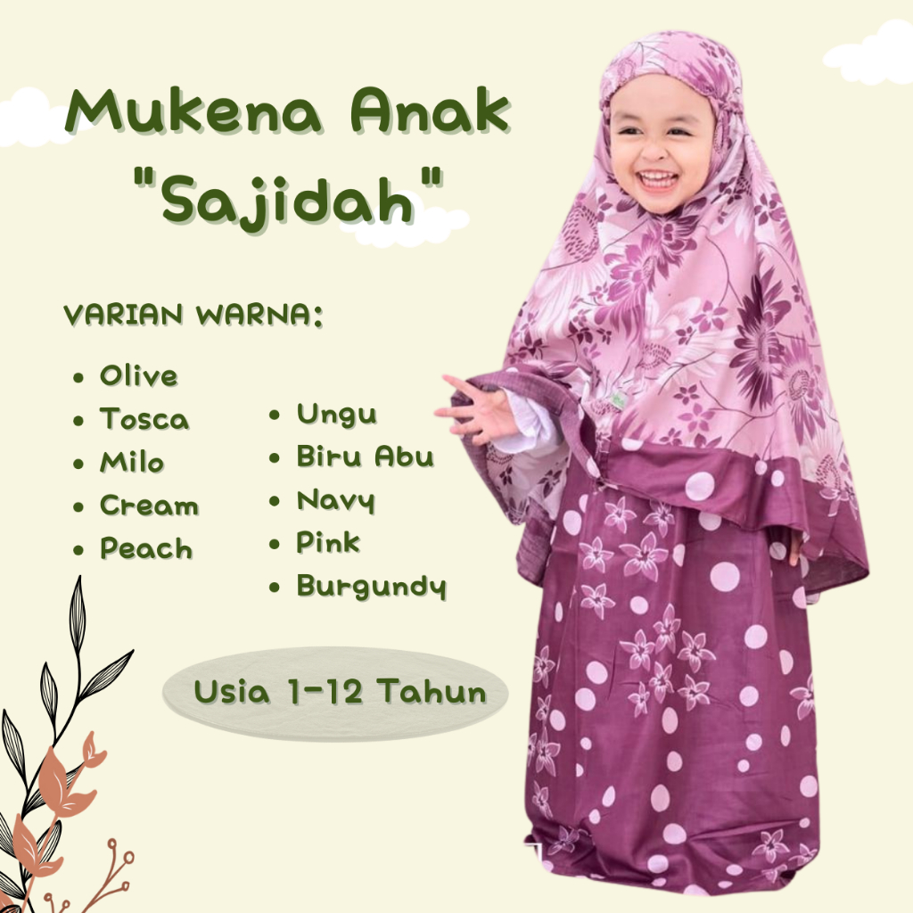 Mukena Murah Anak | Sajidah | Motif Bunga Matahari | Mukena Rayon / Mukena Bali