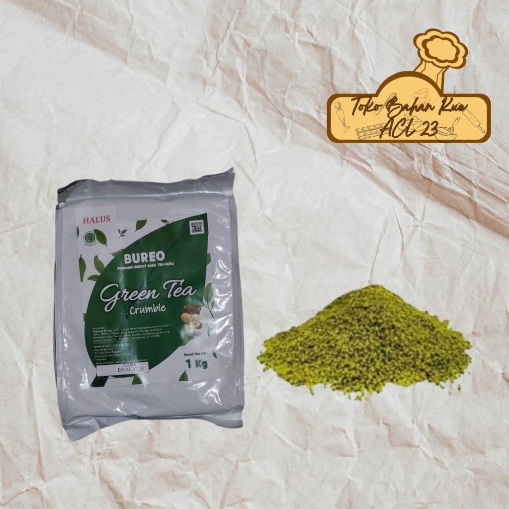 

Bureo Green Tea Crumble/Remahan Biskuit Rasa Teh Hijau/Bubuk Biskuit 1 Kg 500gr 250gr 100gr