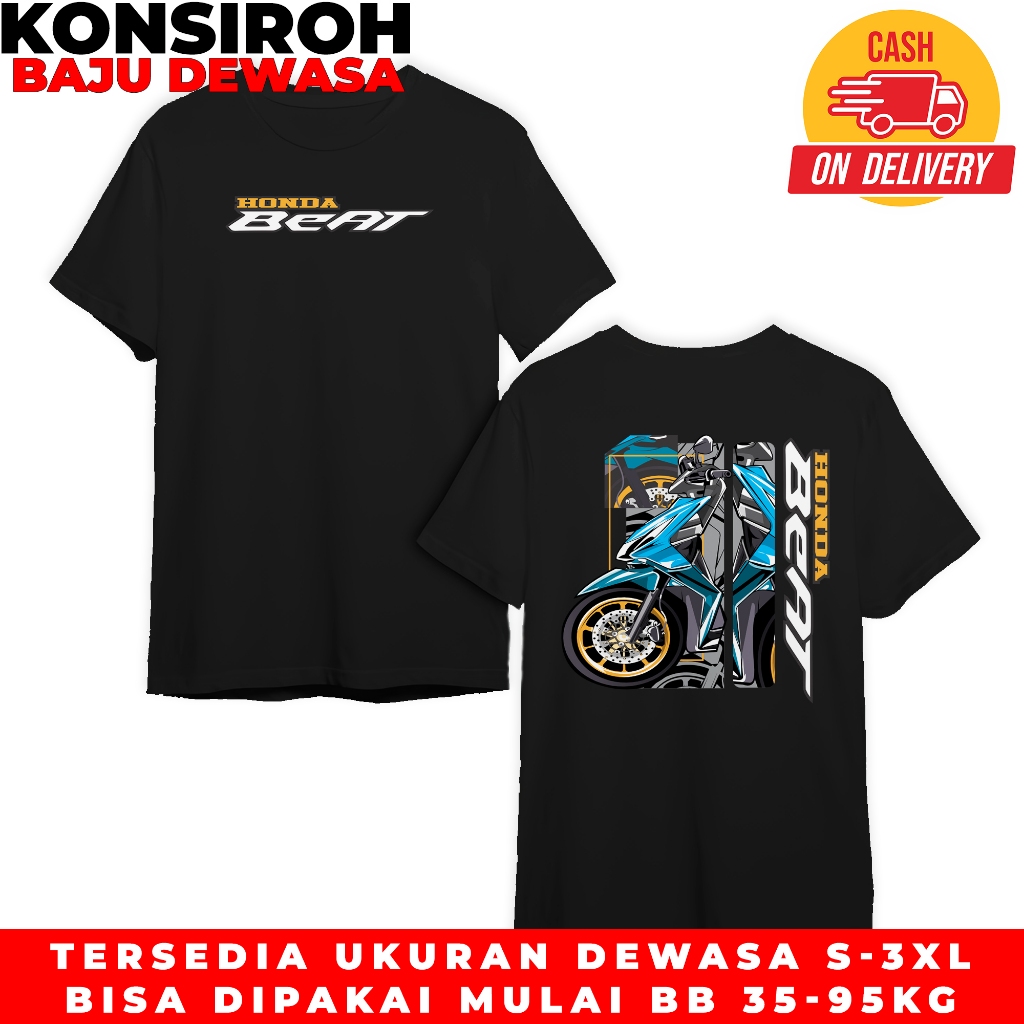 KAOS MOTOR DEWASA - KAOS HONDA BEAT BIRU - BAJU DEWASA SERI MOTOR - KAOS PREMIUM DEWASA - BAJU UNTUK