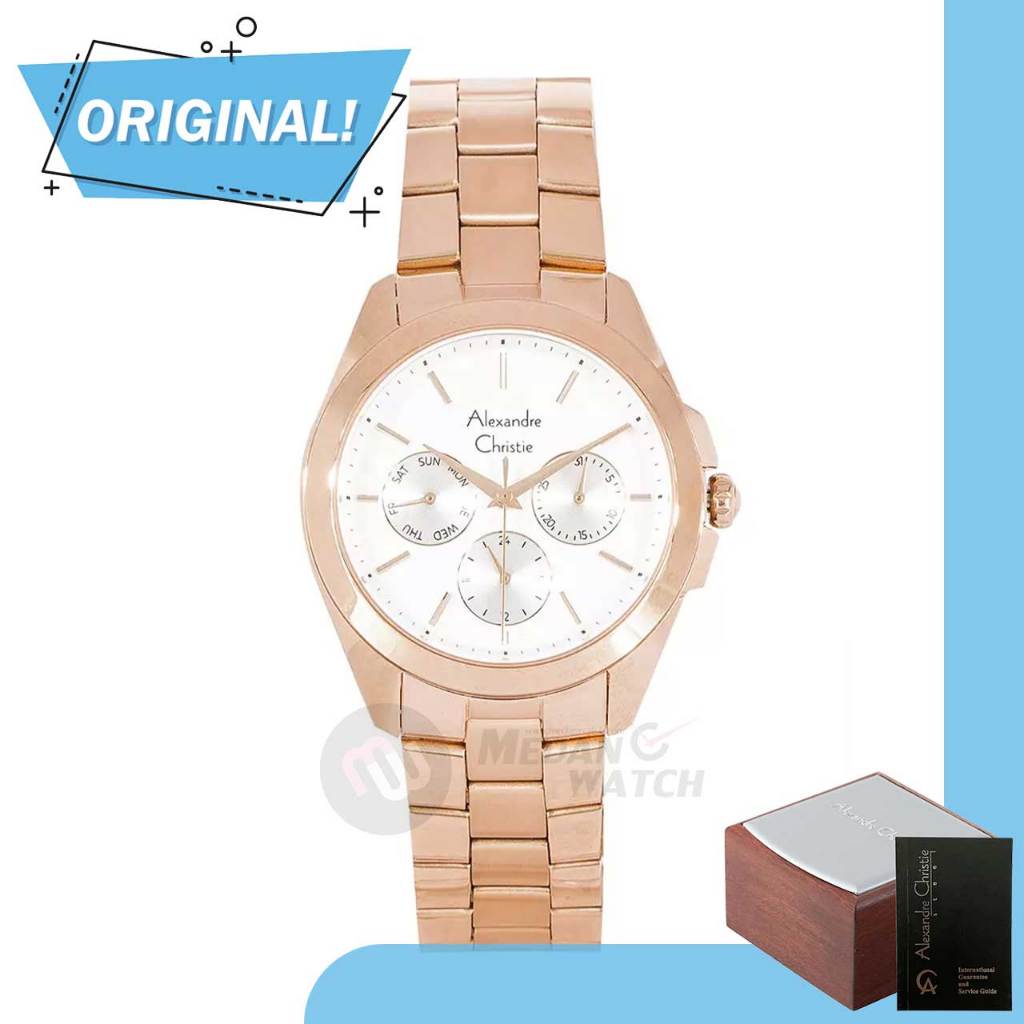 Jam Tangan Wanita Analog Alexandre Christie 2977BF AC2977 AC 2977 BF 2977 BFBRGSL Original Garansi R