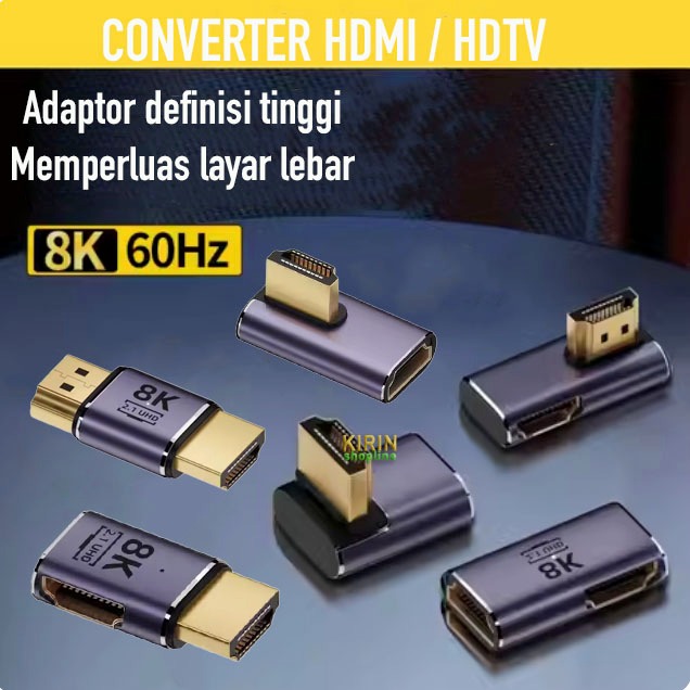 Plug & Play Converter HDMI Memperluas Layar Lebar 8K 60Hz HDTV UHD 2.1 Dengan Lamou LED Adapter Samb