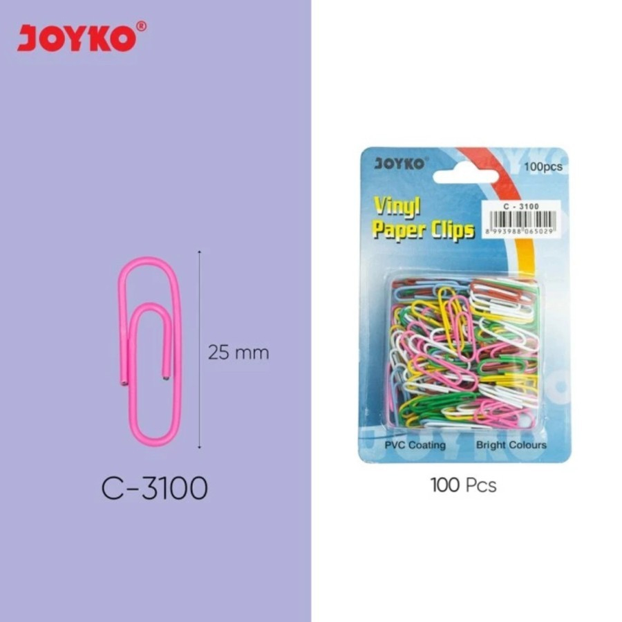 

Vinyl Paper Clip / Jepitan Kertas / Klip Kertas Warna Joyko C-3100