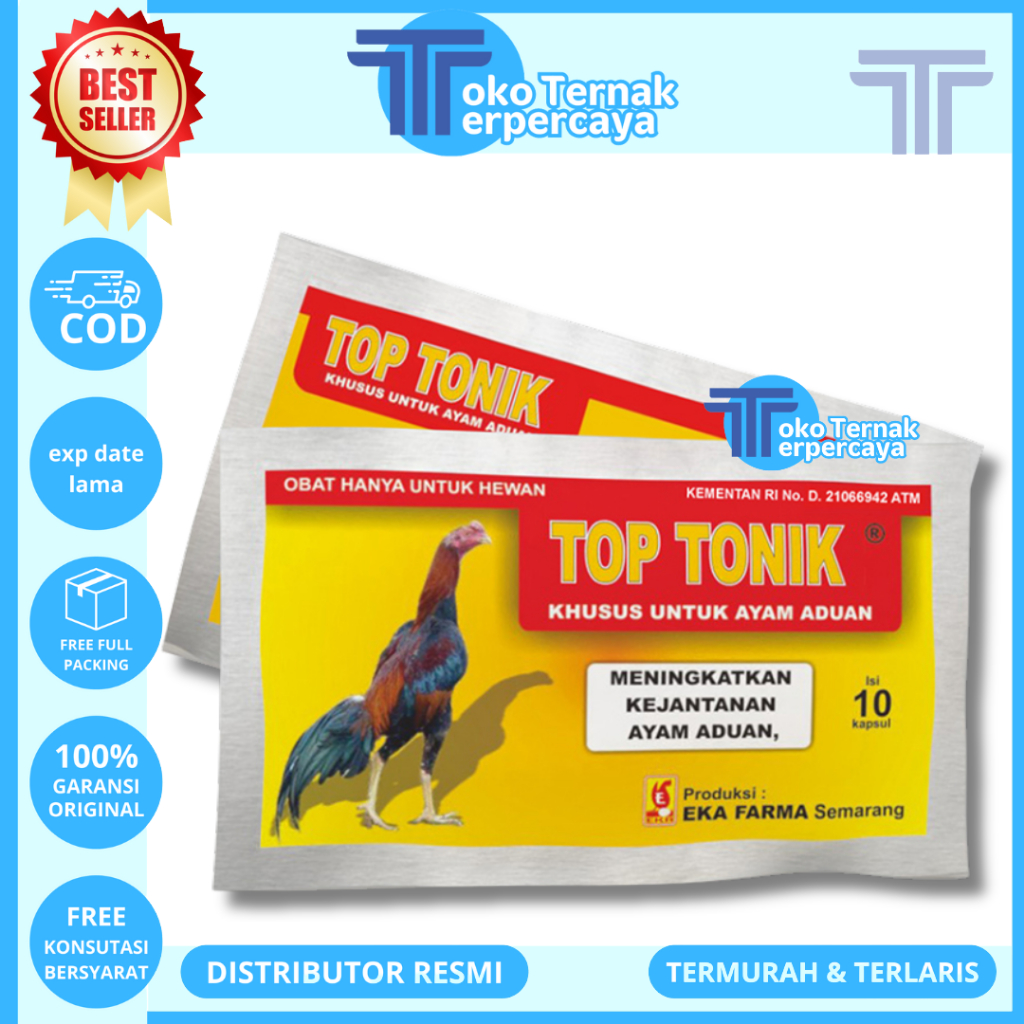 TOP TONIK 10 KAPSUL EKA FARMA - Top Tonic Meningkatkan Kejantanan Ayam Aduan lIke Super Top Vit Top 