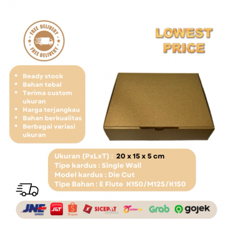 

Kardus Uk 20 x 15 x 5 CM Die Cut