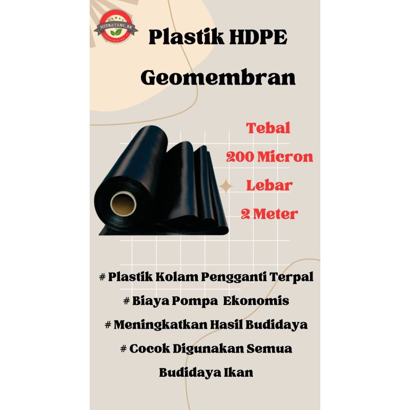 Geomembran HDPE Tebal 200 Micron Lebar 2 Meter