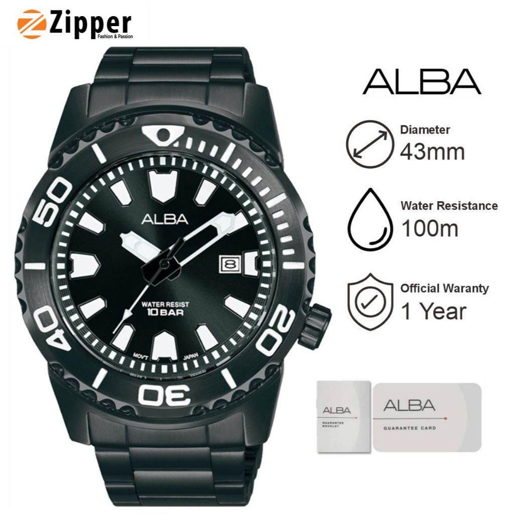 Jam Tangan Pria ALBA AG8M01 Strap Rantai Original Garansi Resmi