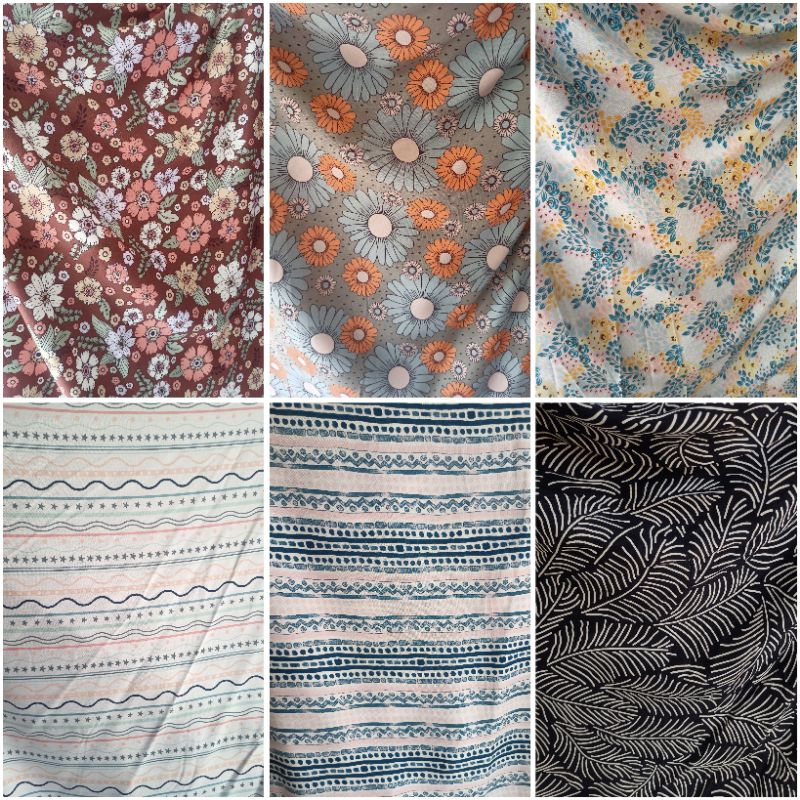 KAIN KATUN RAYON PREMIUM MOTIF TERBARU/TOKO KAIN/BAHAN PAKAIAN DRES PIYAMA DASTER (harga tertera 50c