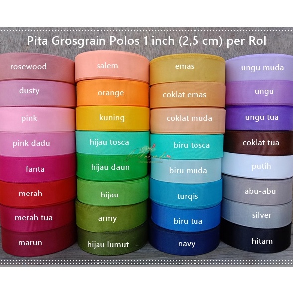 

SPESIAL Pita Grosgrain Pita Salur Polos 25 cm Murah per rol