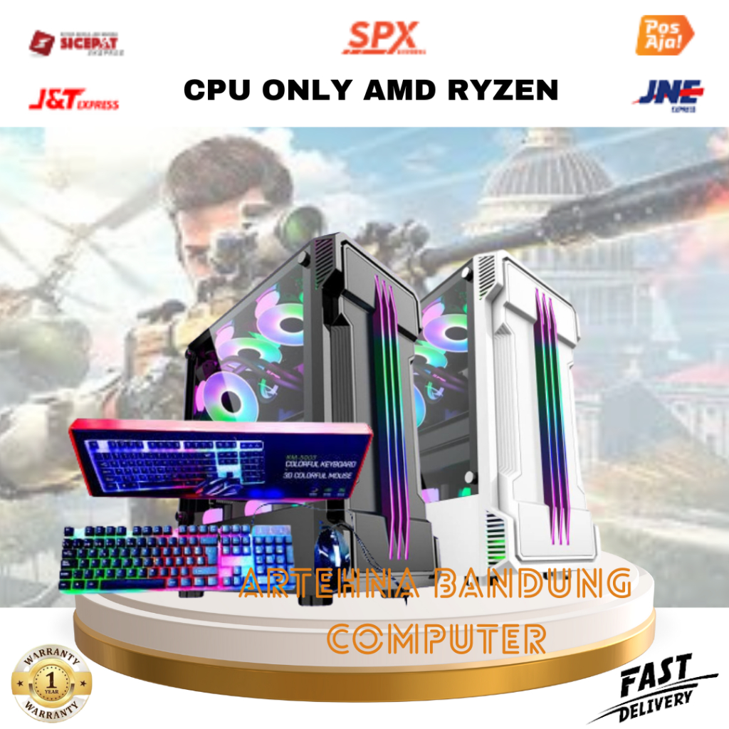 PC GAMING AMD RYZEN5 5600G DDR4 16GB SSD 128GB HDD 500GB VGA GTX750ti 4GB FREE KEY MOUSE RGB FREE FA