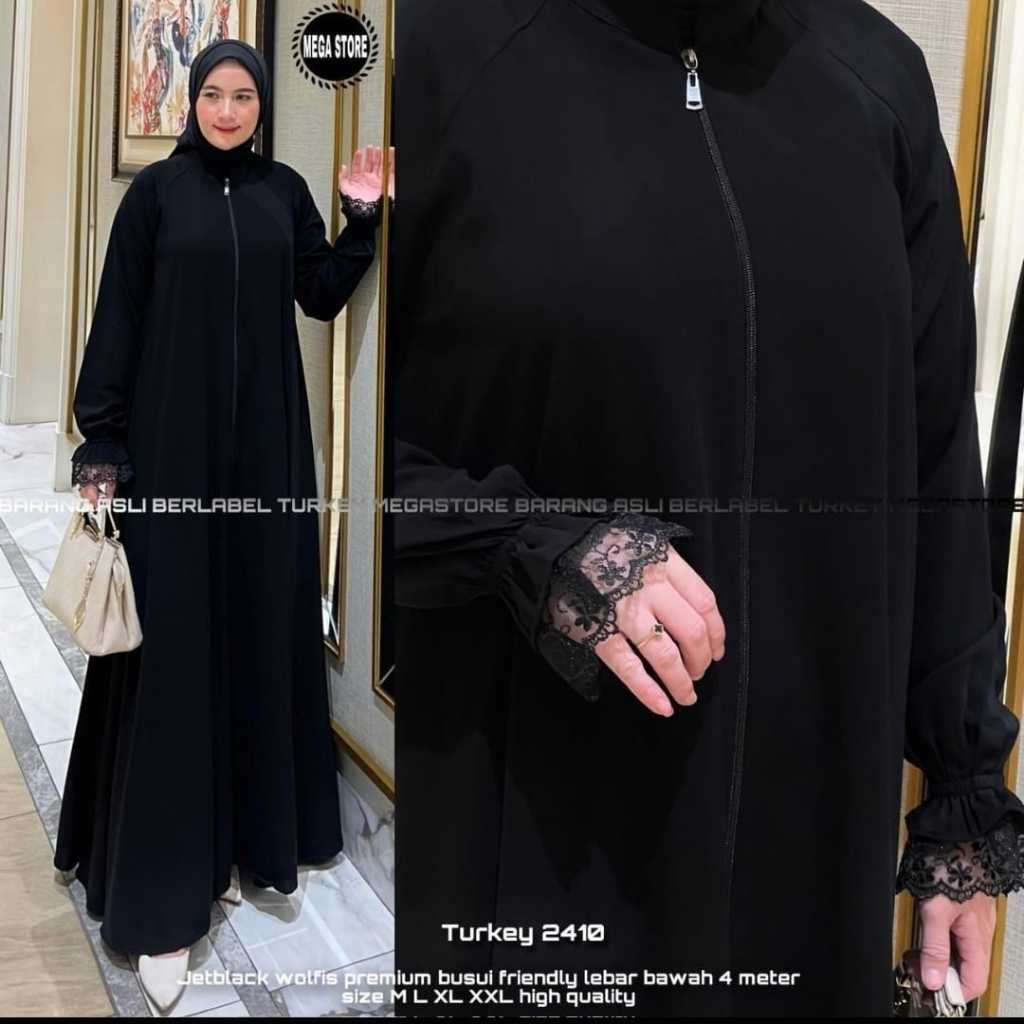 ABAYA KAFTAN TURKEY HITAM BUSUI DEWASA STANDART JUMBO dan Anak remaja
