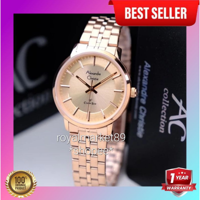 [PILIHAN WARNA LAIN GESER FOTONYA] ORIGINAL JAM TANGAN WANITA ALEXANDRE CHRISTIE ANALOG CEWEK RANTAI