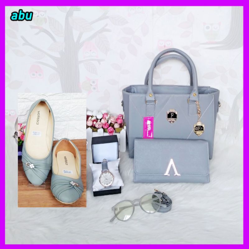 tas paket 5in1 wajik kombi flat shoes tas untuk hadiah hantaran seserahan lamaran dan pernikahan len